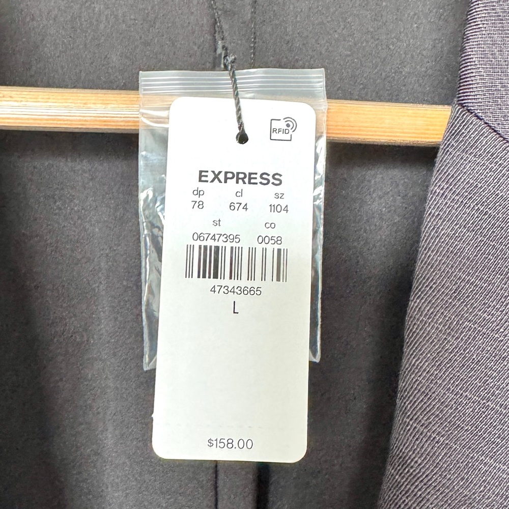 Express Black Linen-Blend One Button Cinched Boyfriend Blazer Size L - Picture 10 of 14